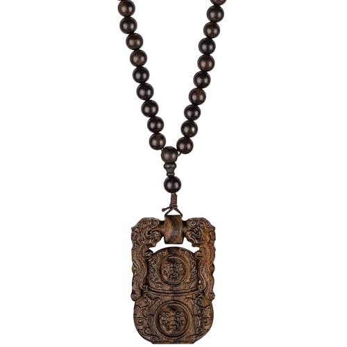 Chiorgone Premium chinesisches Agarholz geschnitzt Pixiu Tian Di Lock Reichtum Anhänger Halskette – Blackwood Fengshui Talisman mit 3D-Schnitzerei, Glücksbringer-Schmuck für Männer/Frauen Chiorgone Premium chinesisches Agarholz geschnitzt Pixiu Tian Di Lock Reichtum Anhänger Halskette – Blackwood Fengshui Talisman mit 3D-Schnitzerei, Glücksbringer-Schmuck für Männer/Frauen von Chiorgone