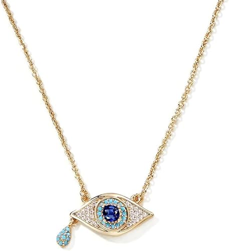 Sparkling Evil Eye Protection Necklace for Women - 18K Gold Plated Zirkon & Turquoise Gemstone Amulett with Adjustable Chain von Chiorgone