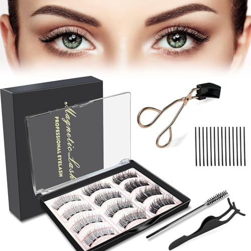 Magnetische Wimpern, Magnet Wimpern ohne Eyeliner, 3D Wimpern Magnetisch Natürlicher Look mit Applikator,Kein Kleber erforderlich Wimpern Magnetisch, Einfach zu tragen und zu entfernen von Chiosa