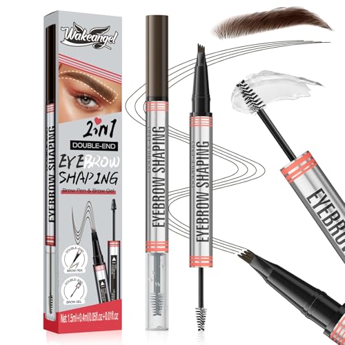 Microblading Augenbrauenstifte, 2-in-1 Dual-Ended Wasserfest Augenbrauenstift, 3D Eyebrow Pencil, Wischfest Augenbrauenstift mit 4 Gabelspitze,Erzeugt Natürliche Augenbrauen (Dunkelbraun) von Chiosa