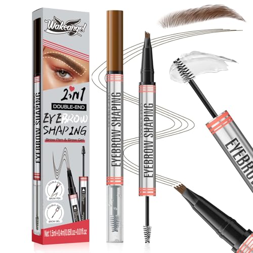 Microblading Augenbrauenstifte, 2-in-1 Dual-Ended Wasserfest Augenbrauenstift, 3D Eyebrow Pencil, Wischfest Augenbrauenstift mit 4 Gabelspitze,Erzeugt Natürliche Augenbrauen (Hellbraun) von Chiosa