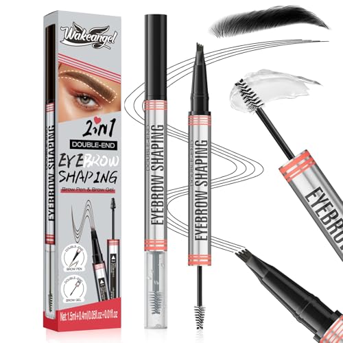 Microblading Augenbrauenstifte, 2-in-1 Dual-Ended Wasserfest Augenbrauenstift, 3D Eyebrow Pencil, Wischfest Augenbrauenstift mit 4 Gabelspitze,Erzeugt Natürliche Augenbrauen (Schwarz) von Chiosa