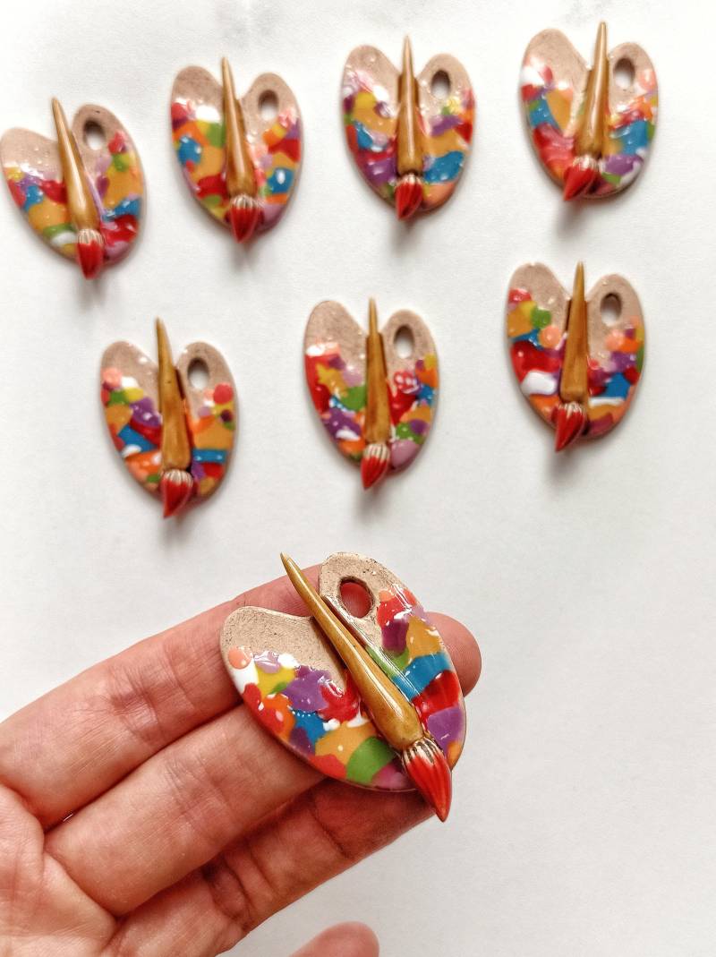 Künstler-Palette Handgearbeitete Keramik-Brosche von ChipChipCeramics