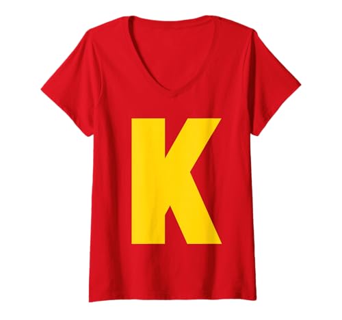Damen Buchstabe K Streifenhörnchen Gruppe Passende Halloween-Kostüm-Initialen T-Shirt mit V-Ausschnitt Damen Buchstabe K Streifenhörnchen Gruppe Passende Halloween-Kostüm-Initialen T-Shirt mit V-Ausschnitt von Chipmunk Letter K Group Matching Halloween Costume
