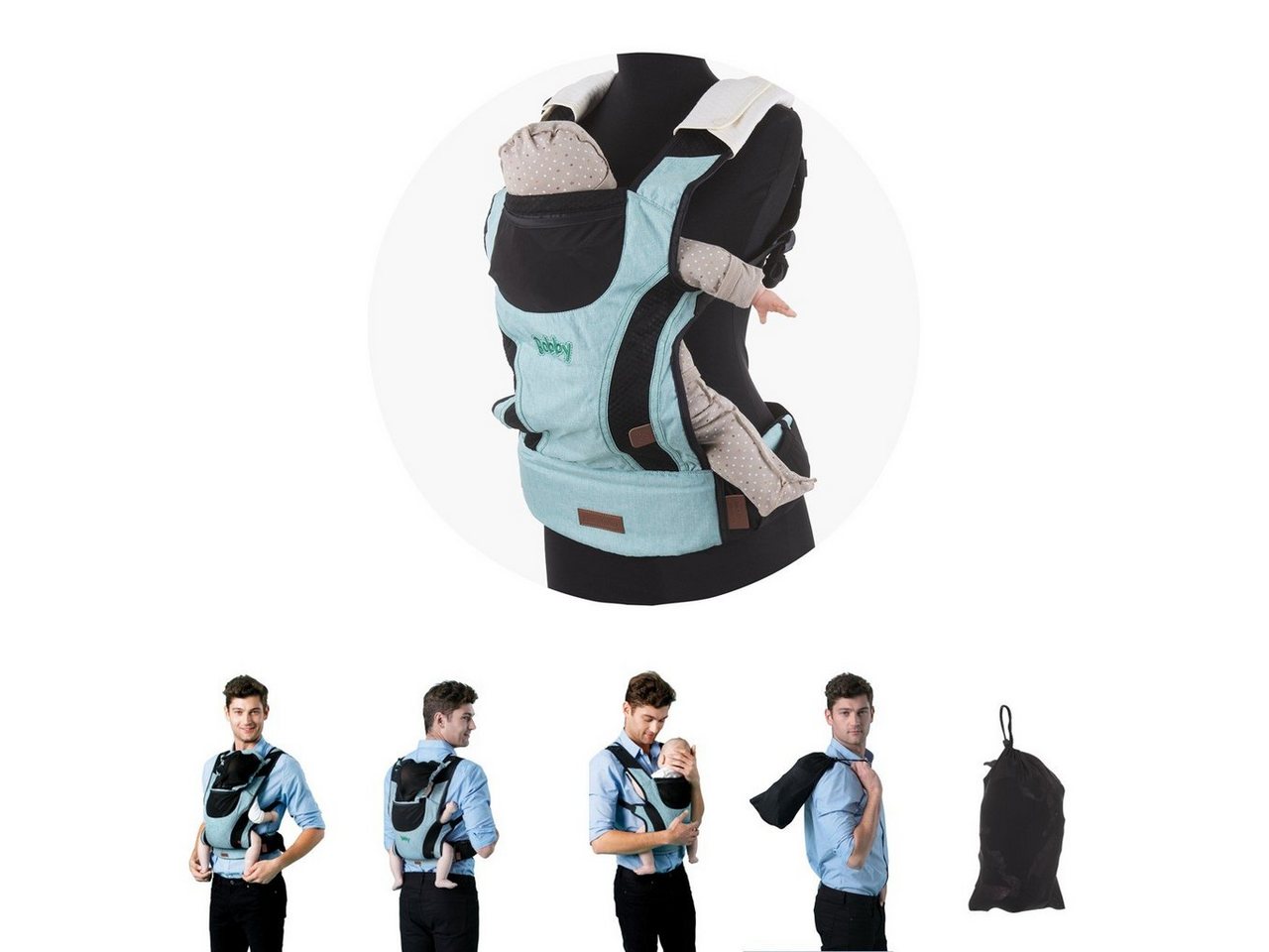 Chipolino Babytrage Babytrage Bobby 4 in 1, Bauch- und Rückentrage, ab 4 bis 24 Monate von Chipolino