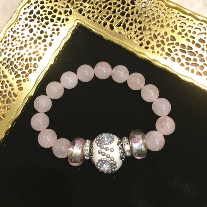 Rosenquarz Perlen Armband Mit Muranoglasperlen Rosenquarz Perlen Armband Mit Muranoglasperlen von ChiqAffair
