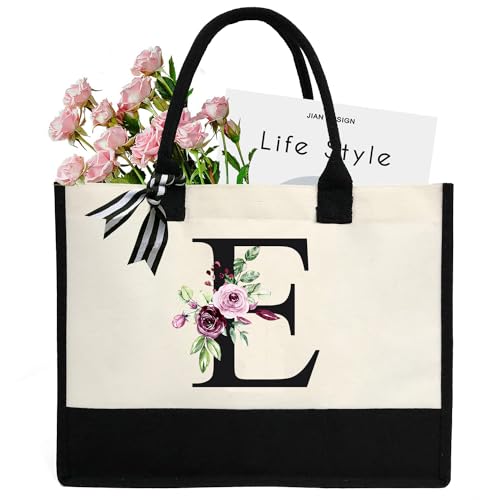 Chirest Make-up-Tasche für Damen, A-Z, 26 Buchstaben, personalisierbar, Geburtstagsgeschenke für Frauen, Mutter, Geschenke für Freundin, Braut, Brautjungfer, große Kosmetiktasche,E von Chirest