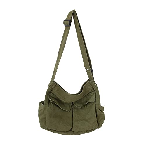 Chirest Messenger-Tasche, große Hobo-Umhängetasche mit mehreren Taschen, Canvas-Schultertasche für Damen und Herren von Chirest
