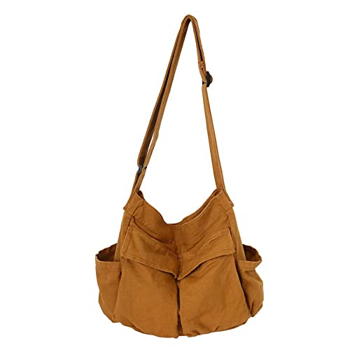 Chirest Messenger-Tasche, große Hobo-Umhängetasche mit mehreren Taschen, Canvas-Schultertasche für Damen und Herren von Chirest