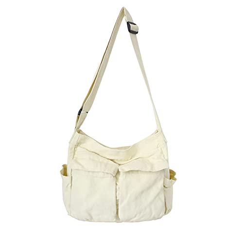 Chirest Messenger-Tasche, große Hobo-Umhängetasche mit mehreren Taschen, Canvas-Schultertasche für Damen und Herren von Chirest