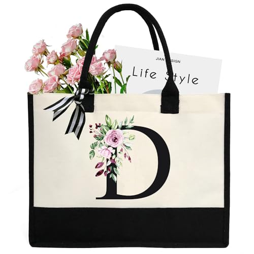 Chirest Make-up-Tasche für Damen, A-Z, 26 Buchstaben, personalisierbar, Geburtstagsgeschenke für Frauen, Mutter, Geschenke für Freundin, Braut, Brautjungfer, große Kosmetiktasche,D von Chirest