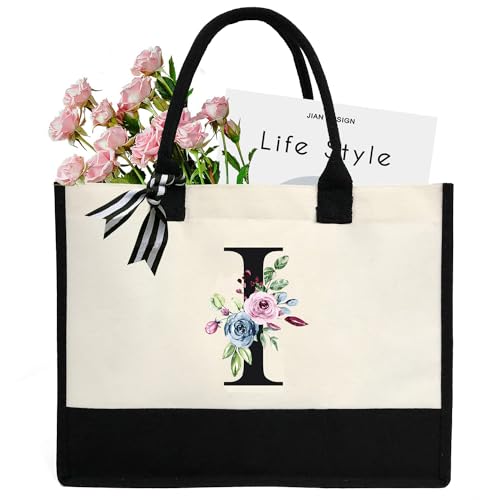 Chirest Make-up-Tasche für Damen, A-Z, 26 Buchstaben, personalisierbar, Geburtstagsgeschenke für Frauen, Mutter, Geschenke für Freundin, Braut, Brautjungfer, große Kosmetiktasche, I von Chirest