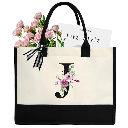 Chirest Make-up-Tasche für Damen, A-Z, 26 Buchstaben, personalisierbar, Geburtstagsgeschenke für Frauen, Mutter, Geschenke für Freundin, Braut, Brautjungfer, große Kosmetiktasche, J von Chirest