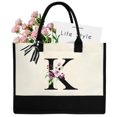 Chirest Make-up-Tasche für Damen, A-Z, 26 Buchstaben, personalisierbar, Geburtstagsgeschenke für Frauen, Mutter, Geschenke für Freundin, Braut, Brautjungfer, große Kosmetiktasche,K von Chirest