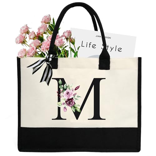 Chirest Make-up-Tasche für Damen, A-Z, 26 Buchstaben, personalisierbar, Geburtstagsgeschenke für Frauen, Mutter, Geschenke für Freundin, Braut, Brautjungfer, große Kosmetiktasche,M von Chirest