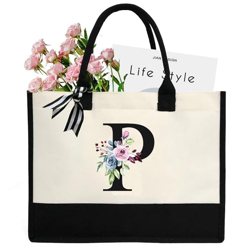 Chirest Make-up-Tasche für Damen, A-Z, 26 Buchstaben, personalisierbar, Geburtstagsgeschenke für Frauen, Mutter, Geschenke für Freundin, Braut, Brautjungfer, große Kosmetiktasche,P von Chirest