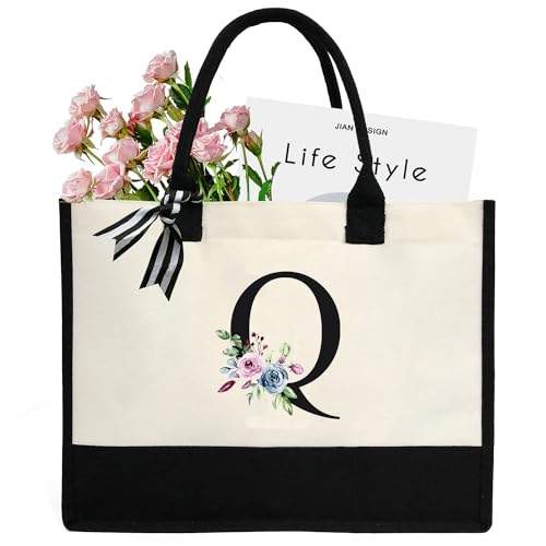 Chirest Make-up-Tasche für Damen, A-Z, 26 Buchstaben, personalisierbar, Geburtstagsgeschenke für Frauen, Mutter, Geschenke für Freundin, Braut, Brautjungfer, große Kosmetiktasche,Q von Chirest