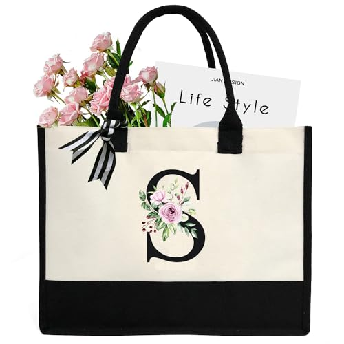 Make-up-Tasche für Damen, A-Z, 28 Buchstaben, personalisierbar, Geburtstagsgeschenke für Frauen, Mutter, Geschenke für Freundin, Braut, Brautjungfer, große Kosmetiktasche,S von Chirest