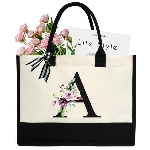 Chirest Make-up-Tasche für Damen, A-Z, 26 Buchstaben, personalisierbar, Geburtstagsgeschenke für Frauen, Mutter, Geschenke für Freundin, Braut, Brautjungfer, große Kosmetiktasche,A von Chirest