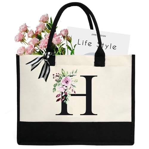 Make-up-Tasche für Damen, A-Z, 26 Buchstaben, personalisierbar, Geburtstagsgeschenke für Frauen, Mutter, Geschenke für Freundin, Braut, Brautjungfer, große Kosmetiktasche,H von Chirest