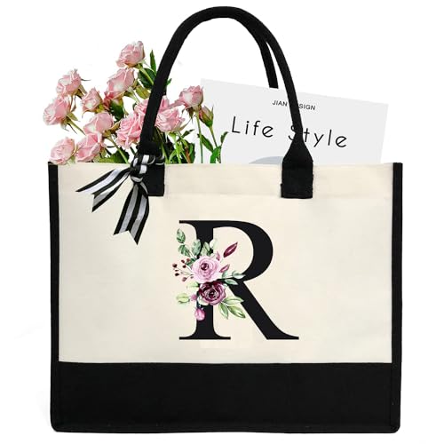 Make-up-Tasche für Damen, A-Z, 26 Buchstaben, personalisierbar, Geburtstagsgeschenke für Frauen, Mutter, Geschenke für Freundin, Braut, Brautjungfer, große Kosmetiktasche,R von Chirest