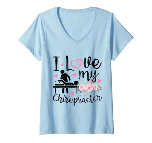 Damen I Love My Chiropraktiker Lustige Chiropraktikerin Frau Freundin T-Shirt mit V-Ausschnitt von Chiropractor Wife Girlfriend Apparel Co.