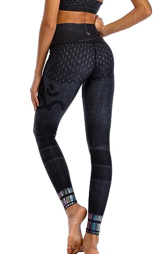 Chisportate Nachhaltige Yoga-Leggings mit hoher Taille, aktive Bauchkontrolle, superweiche Trainingshose für Damen, Fitness, Laufen, Fitnessstudio, Yoga, Denim-blau, S von Chisportate