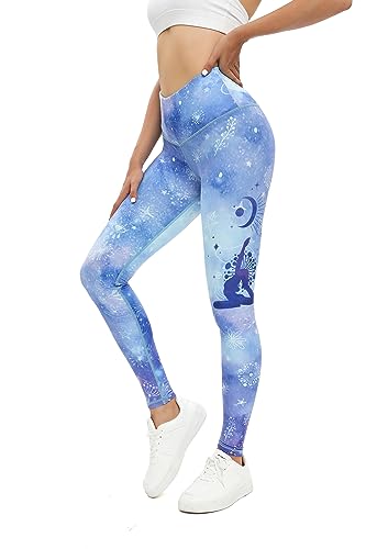 Chisportate Nachhaltige Yoga-Leggings mit hoher Taille, aktive Bauchkontrolle, superweiche Trainingshose für Frauen, Fitness, Laufen, Fitnessstudio, Yoga, Haze Blue, XL von Chisportate