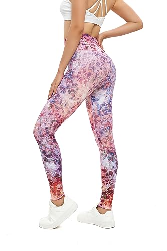 Chisportate Nachhaltige Yoga-Leggings mit hoher Taille, aktive Bauchkontrolle, superweiche Trainingshose für Frauen, Fitness, Laufen, Fitnessstudio, Yoga, Schmetterling Glanz, S von Chisportate