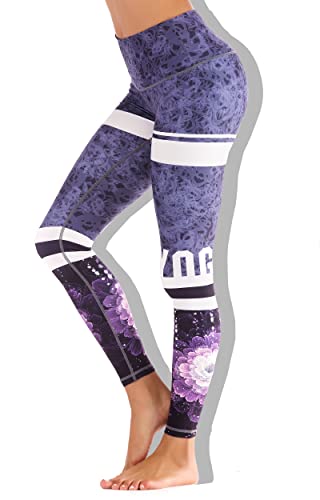 Chisportate Yogahose mit hoher Taille, aus recyceltem Stoff, superweiche Workout-Leggings für Damen, Fitness, Laufen, Fitnessstudio, Yoga, Mandala in Lila, L-XL von Chisportate