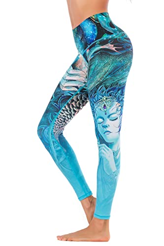 Chisportate Yogahose mit hoher Taille, aus recyceltem Stoff, superweiche Workout-Leggings für Damen, Fitness, Laufen, Fitnessstudio, Yoga, Meerjungfrau-Türkis, XL-XXL von Chisportate