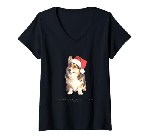 Damen Corgi Weihnachtshund Vintage T-Shirt mit V-Ausschnitt Damen Corgi Weihnachtshund Vintage T-Shirt mit V-Ausschnitt von Chistmas Corgi Lover Clo.
