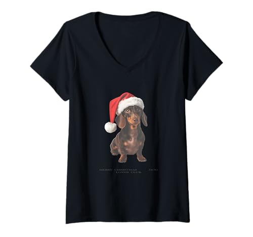 Damen Dackel Weihnachten Hund Vintage T-Shirt mit V-Ausschnitt Damen Dackel Weihnachten Hund Vintage T-Shirt mit V-Ausschnitt von Chistmas Dachshund Lover Clo.