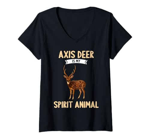 Damen Chital Axishirsche Axishirsch T-Shirt mit V-Ausschnitt Damen Chital Axishirsche Axishirsch T-Shirt mit V-Ausschnitt von Chital Axishirsche Axishirsch Tier Shop