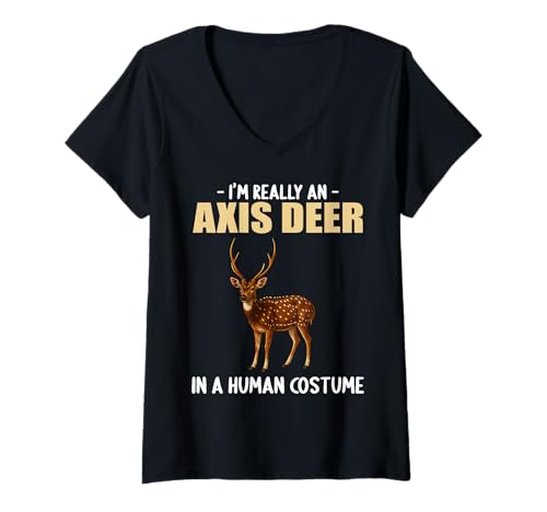 Damen Chital Axishirsche Axishirsch T-Shirt mit V-Ausschnitt Damen Chital Axishirsche Axishirsch T-Shirt mit V-Ausschnitt von Chital Axishirsche Axishirsch Tier Shop