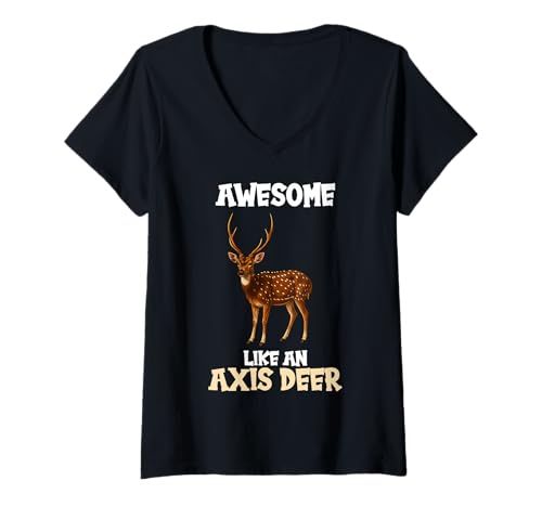 Damen Chital Axishirsche Axishirsch T-Shirt mit V-Ausschnitt Damen Chital Axishirsche Axishirsch T-Shirt mit V-Ausschnitt von Chital Axishirsche Axishirsch Tier Shop