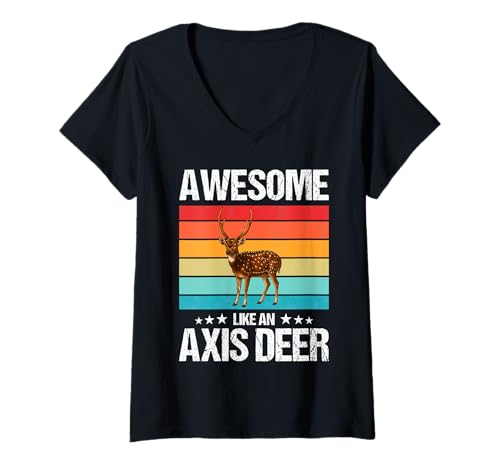 Damen Chital Axishirsche Axishirsch T-Shirt mit V-Ausschnitt Damen Chital Axishirsche Axishirsch T-Shirt mit V-Ausschnitt von Chital Axishirsche Axishirsch Tier Shop