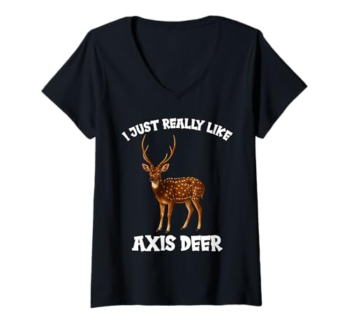 Damen Chital Axishirsche Axishirsch T-Shirt mit V-Ausschnitt Damen Chital Axishirsche Axishirsch T-Shirt mit V-Ausschnitt von Chital Axishirsche Axishirsch Tier Shop