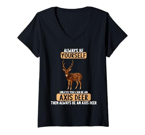 Damen Chital Axishirsche Axishirsch T-Shirt mit V-Ausschnitt Damen Chital Axishirsche Axishirsch T-Shirt mit V-Ausschnitt von Chital Axishirsche Axishirsch Tier Shop