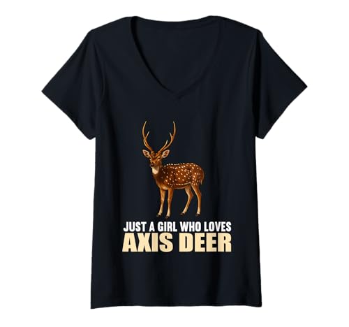 Damen Chital Axishirsche Axishirsch T-Shirt mit V-Ausschnitt Damen Chital Axishirsche Axishirsch T-Shirt mit V-Ausschnitt von Chital Axishirsche Axishirsch Tier Shop