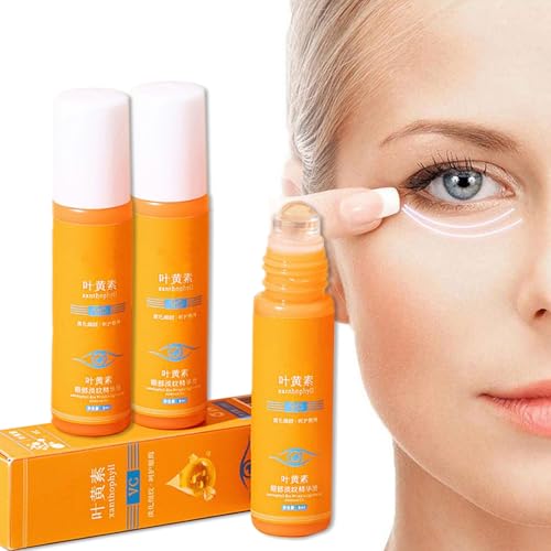 3 Stück Lutein Augenessenzöl, VC Rollerball Augenserum gegen Augenringe und geschwollene Augen, zur Verbesserung von Tränensäcken und Augenringen, Anti Aging Anti Falten Augencreme für Frauen & Männer von Chiusuet