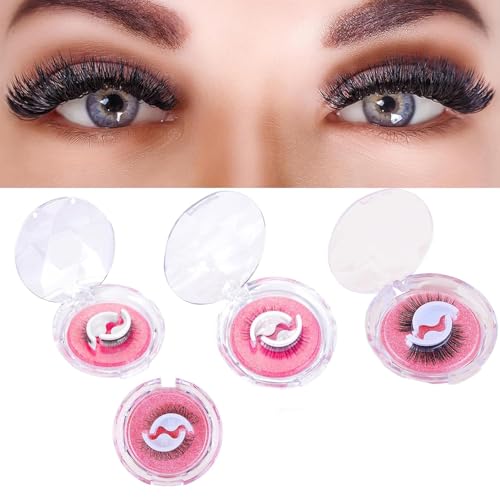 Selbstklebende Wimpern,Künstliche Wimpern,Wiederverwendbar,kein Kleber oder Eyeliner Nötig-Natürlich, dicht, Curling 3D Wimpern,fake lashes,einfach zu tragen Wasserdicht Falsche Wimpern 4 Paar von Chlffua