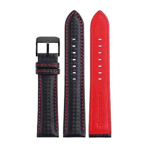 Chlikeyi 18-24mm Uhrenarmband aus Karbonfaser-Leder, Armband mit schwarzer Dornschließe, rote Linie, Schwarz, 19mm Chlikeyi 18-24mm Uhrenarmband aus Karbonfaser-Leder, Armband mit schwarzer Dornschließe, rote Linie, Schwarz, 19mm von Chlikeyi