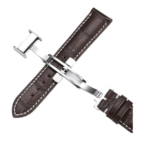 Chlikeyi Armband Leder 13-22mm, Dunkelbraunes Weiß, 14mm von Chlikeyi