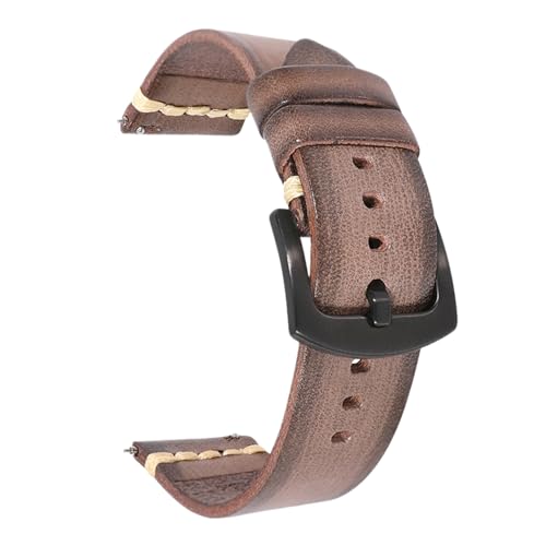 Chlikeyi Armband Leder 18-24mm, Graue schwarze Schnalle, 24mm von Chlikeyi