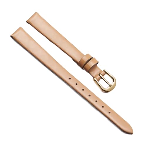 Chlikeyi Armband Universal Small Size Strap Damen Lederuhr mit roter 6/7/8/9/10mm Dornschließe, Champagner Gold, 9 mm von Chlikeyi