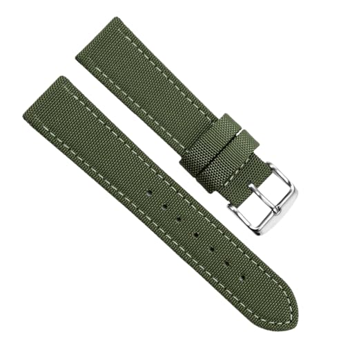 Chlikeyi Armband aus Segeltuch mit Schmetterlingsverschluss, Armeegrün Silber 1, 21 mm von Chlikeyi