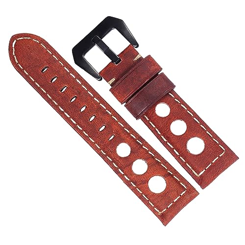 Chlikeyi Armband aus echtem Kalbsleder, 20-24mm, echtes Leder-Uhrenarmband, Rot schwarz, 20 mm Chlikeyi Armband aus echtem Kalbsleder, 20-24mm, echtes Leder-Uhrenarmband, Rot schwarz, 20 mm von Chlikeyi