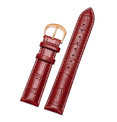 Chlikeyi Armband aus echtem Leder, 10-22mm, Roségold, Uhrenarmband mit Schnalle für Damen, Farbe 1, 15mm von Chlikeyi