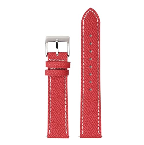 Chlikeyi Armband aus echtem Leder, Schnellverschluss, 18-22mm, rot-Weiss, 18mm von Chlikeyi